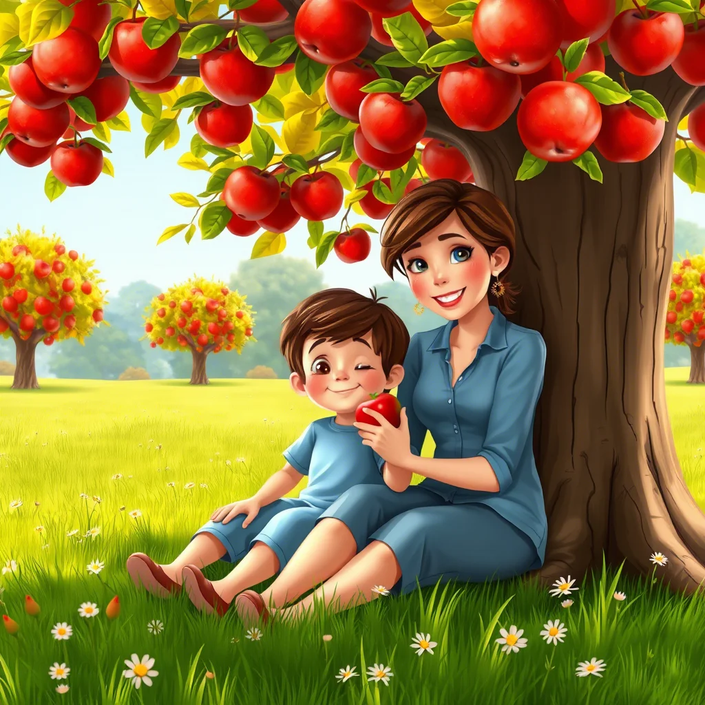 متئو و مامانش سیب میخورن