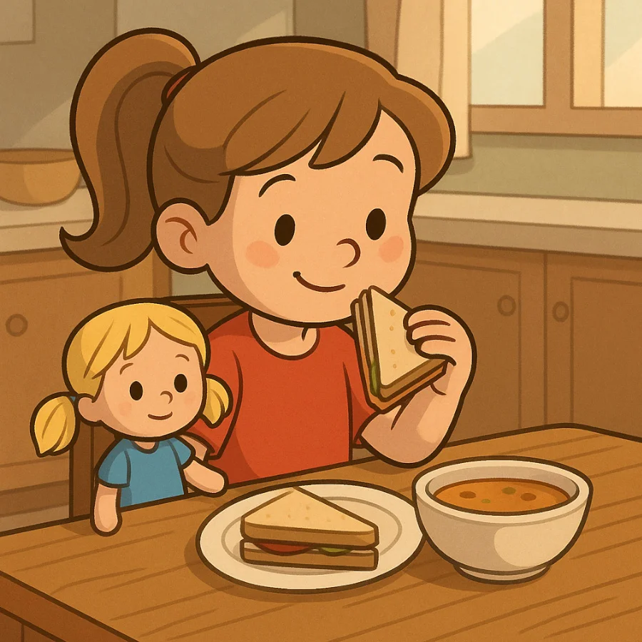 لیلی و نانا با هم غذا میخورن