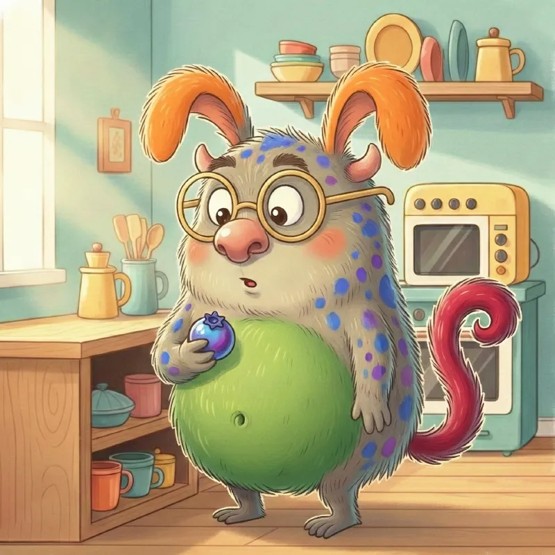 هیولا بلوبری خورد و لکه های آبی زد