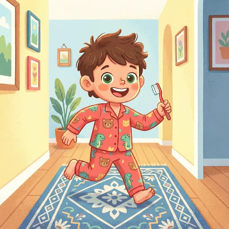 لوکاس بعد از مسواک سریع میره برای خوابیدن