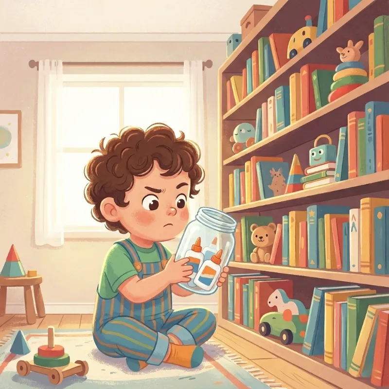 پویا توی شیشه چسب رو نگاه میکنه