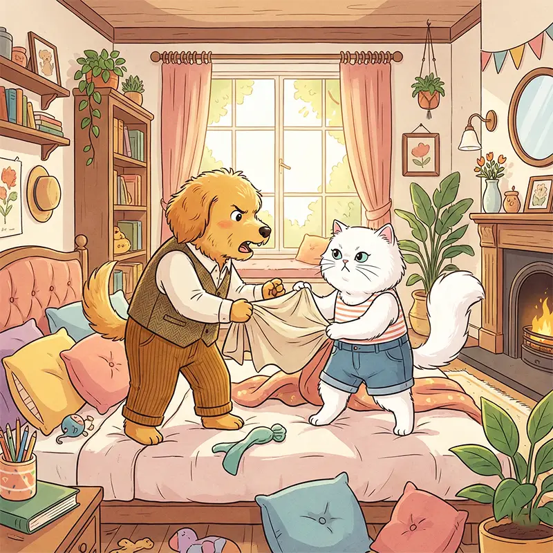 سگ و گربه با هم دعوا میکنن