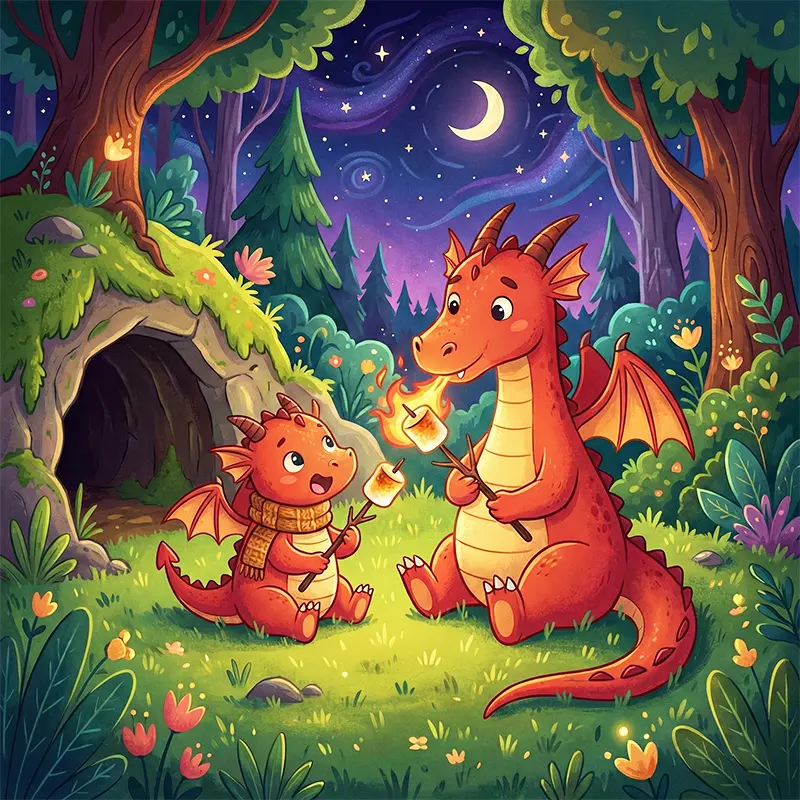 پختن مارشمالو با آتش اژدها