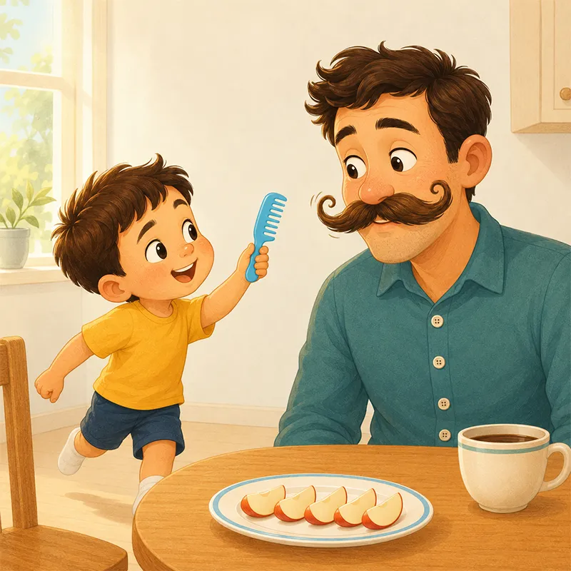 سام با شانه کوچک آبی و یک راه تازه به سر میز صبحانه برمیگردد.