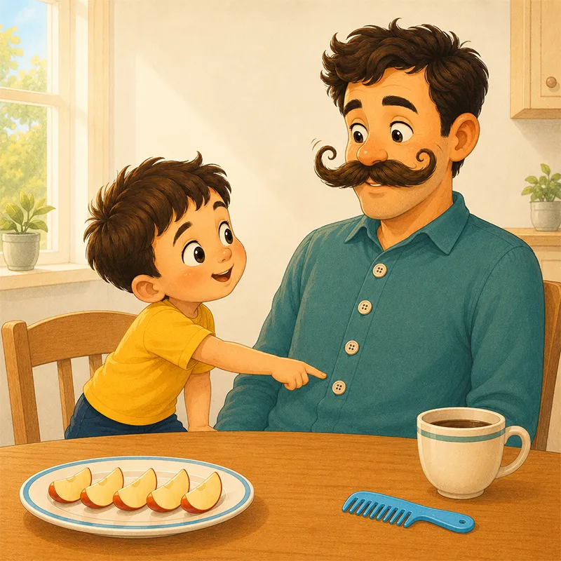 سام چهار دکمه پیراهن بابا را از بالا تا پایین میشمارد.