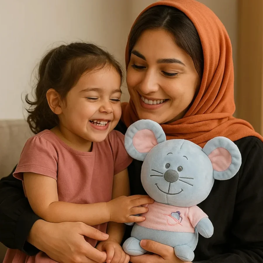 عروسک موش خندان آبی – 22 سانتی‌متر