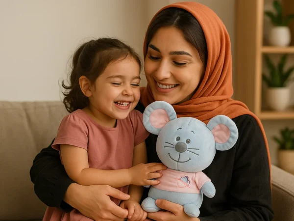 عروسک موش خندان آبی – 22 سانتی‌متر