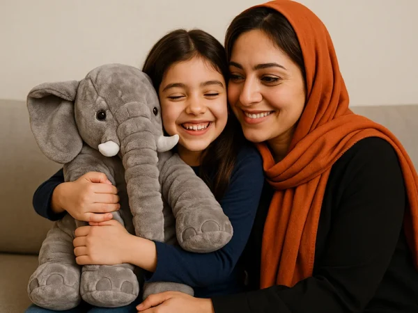 عروسک فیل خاکستری - 60 سانتی‌متر