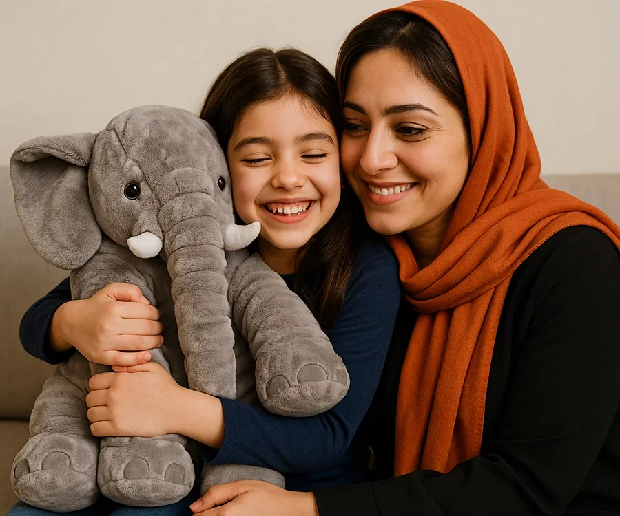 عروسک فیل خاکستری - 60 سانتی‌متر